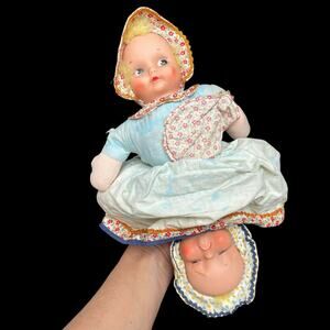 Vintage Knickerbocker Topsy Turvy Doll Happy Sad Awake Asleep 1960's Needs TLC